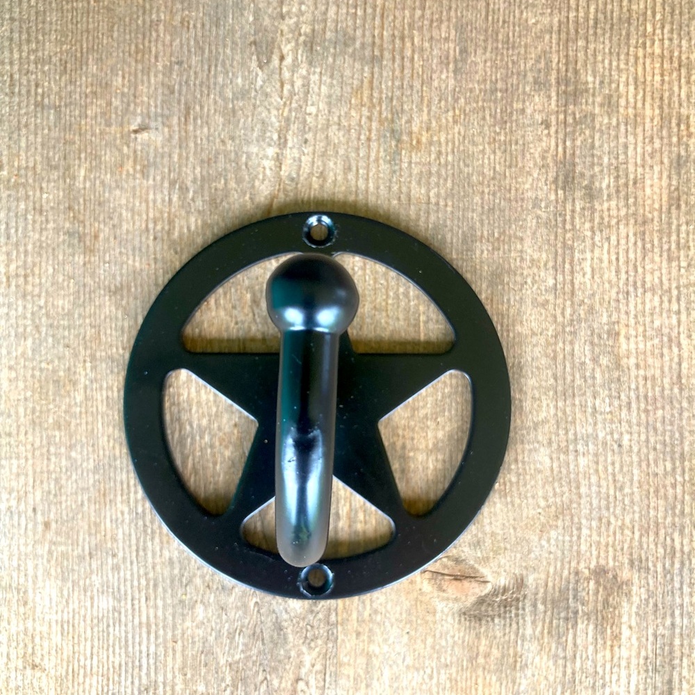 ❤️ WALL HOOK, BLACK WITH STAR, METAL - Picture 3 of 5
